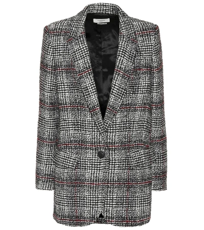 Shop Isabel Marant Étoile Ice Plaid Wool-blend Blazer In Grey