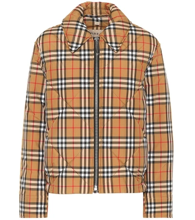 Shop Burberry Quilted Checked Jacket In Beige