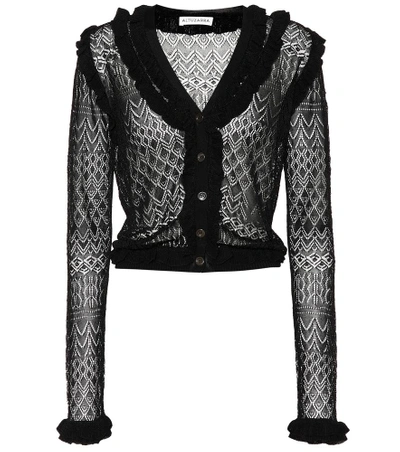 Shop Altuzarra Sheer Pointelle Cardigan In Black