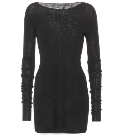 Shop Rick Owens Knitted Wool Minidress In Black