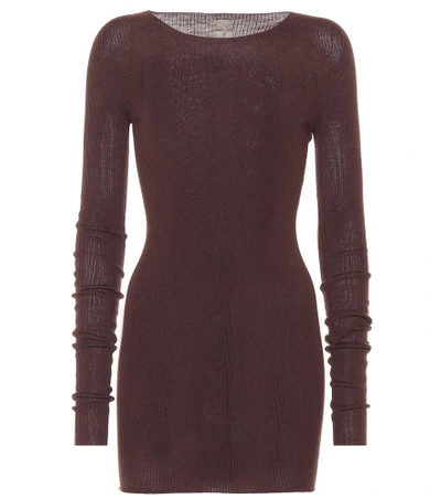 Shop Rick Owens Knitted Wool Minidress In Brown