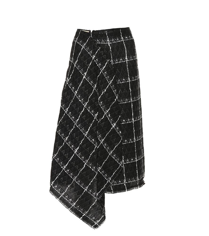 Roland Mouret Plaid Cotton-blend Skirt In Black | ModeSens