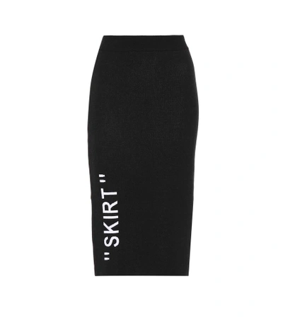 Shop Off-white Stretch-knit Pencil Skirt In Black