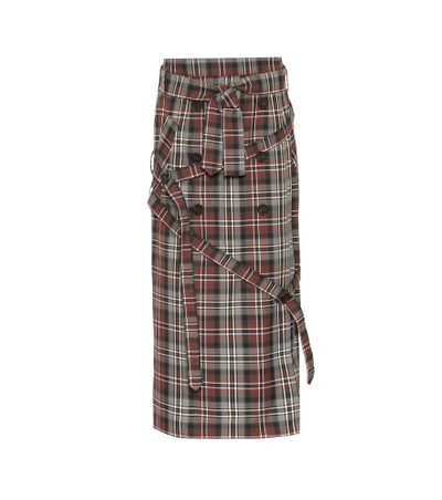 Shop Rokh Checked Skirt In Red