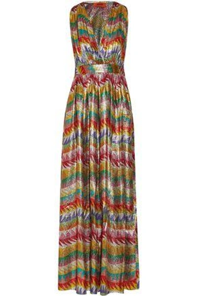 Shop Missoni Printed Silk-blend Lamé Maxi Dress In Multicolor