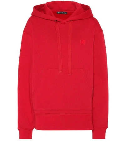Shop Acne Studios Ferris Face Oversized Cotton Hoodie In Red