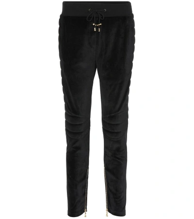 Shop Balmain Cotton-blend Trackpants In Black