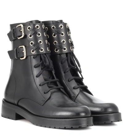 Shop Red Valentino Red (v) Embellished Leather Ankle Boots In Black