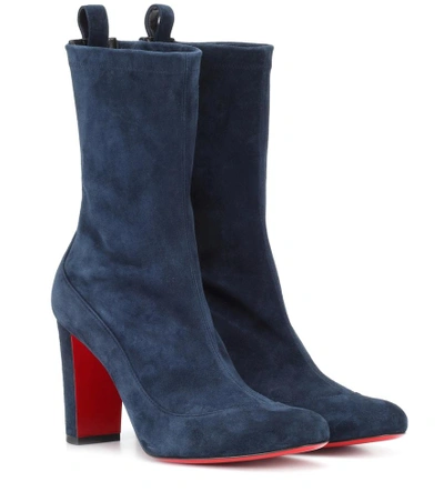 Shop Christian Louboutin Gena 85 Suede Ankle Boots In Blue