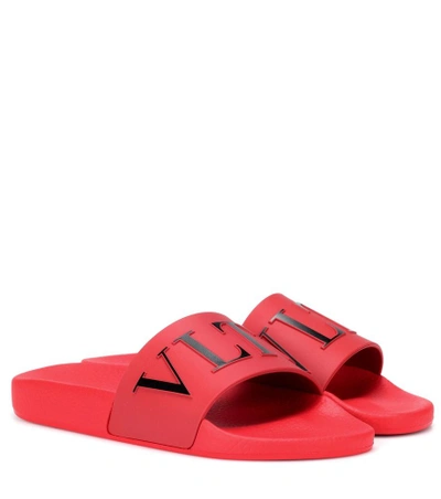 Shop Valentino Garavani Vltn Slides In Red