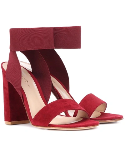 Shop Gianvito Rossi Hailee Suede Sandals In Red
