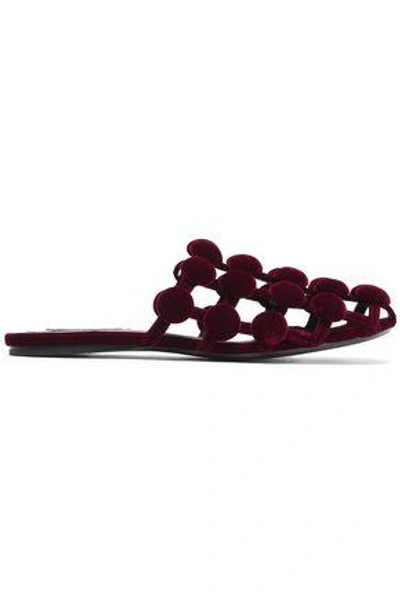 Alexander Wang Amelia Embellished Velvet Slippers In Red | ModeSens