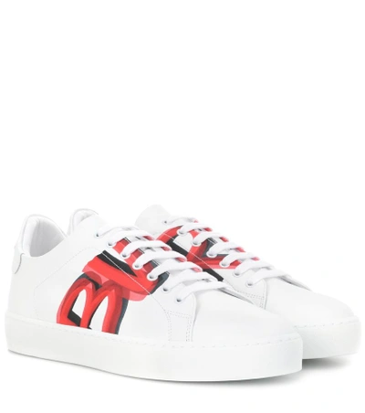 Shop Burberry Westford Mp Leather Sneakers In White