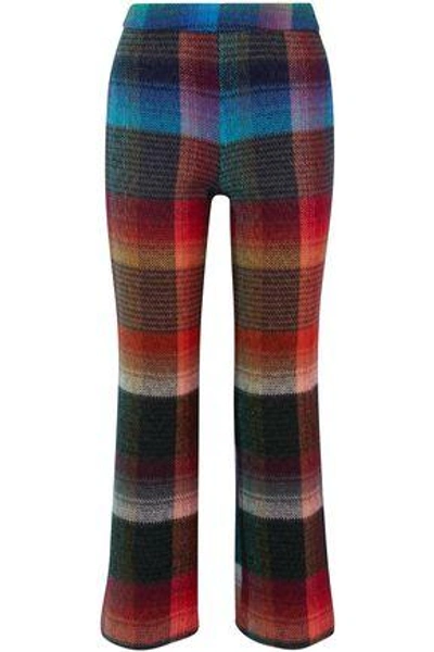 Shop Missoni Woman Checked Mohair-blend Bootcut Pants Multicolor