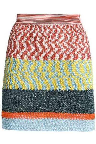 Shop Missoni Woman Metallic Crochet-knit Mini Skirt Brick