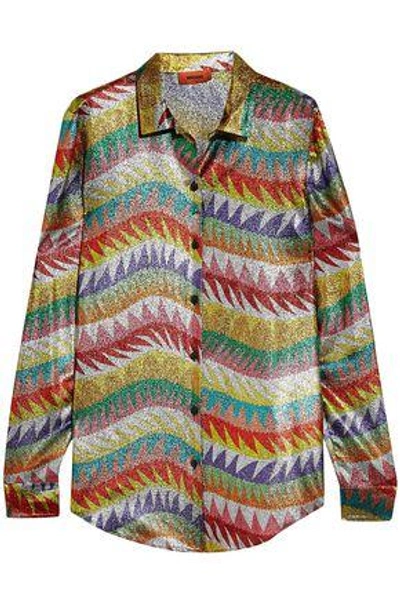 Shop Missoni Woman Metallic Crochet-knit Silk-blend Shirt Multicolor