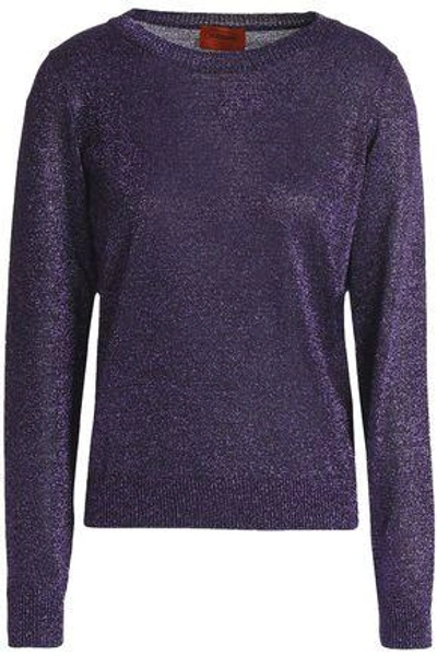 Shop Missoni Woman Metallic Crochet-knit Sweater Purple