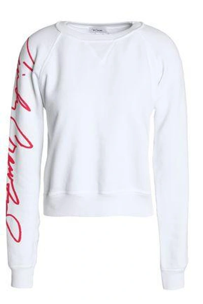 Shop Re/done Woman Printed French Cotton-terry Sweatshirt White