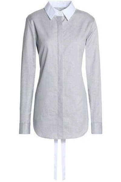 Shop Tome Woman Tie-back Draped Cotton-piqué Shirt Stone