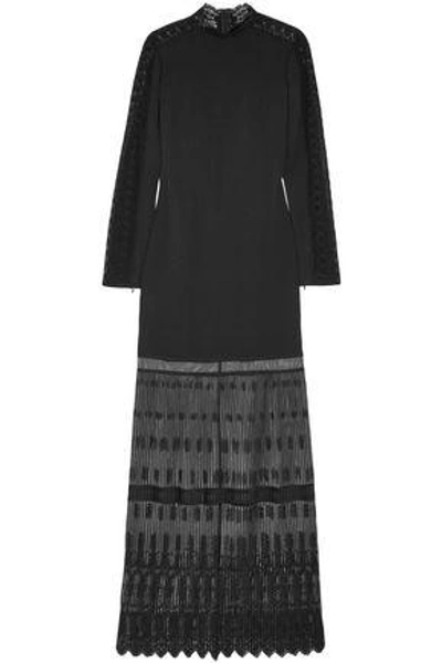 Shop Stella Mccartney Woman Lace And Crepe Gown Black
