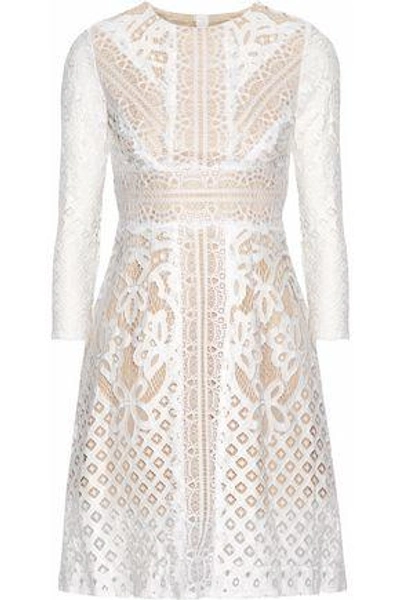 Shop Raoul Woman Lace Cotton Mini Dress White