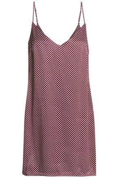 Shop Zimmermann Polka-dot Satin Mini Dress In Merlot