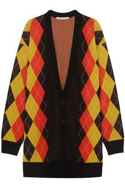 Shop Stella Mccartney Woman Oversized Argyle Wool Cardigan Multicolor