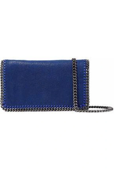 Shop Stella Mccartney Woman Falabella Chain-trimmed Faux Brushed-leather Shoulder Bag Royal Blue