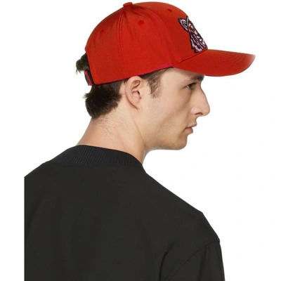 Shop Kenzo Red Canvas Tiger Cap In 21.med.red