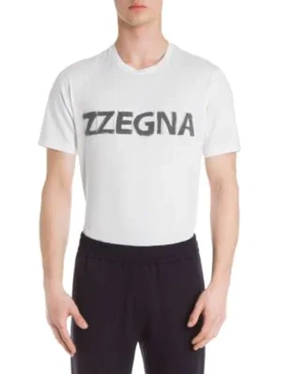 Shop Z Zegna Cotton Logo Tee In White