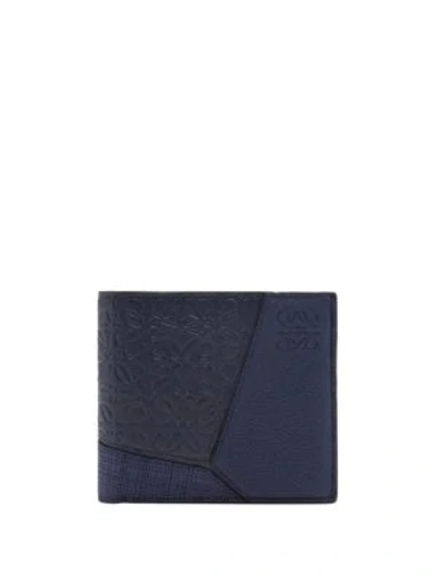 Shop Loewe Puzzle Bifold Wallet In Navy Blue
