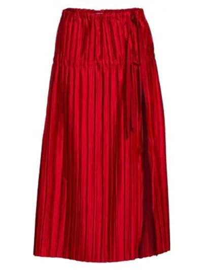 Shop Tre By Natalie Ratabesi Minerva Silk Charmeuse Midi Skirt In Ruby