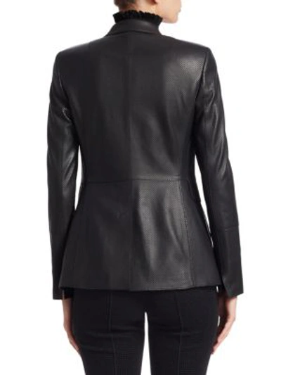Shop Akris Punto Perforated Leather Jacket In Black
