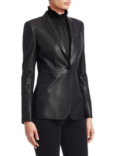 Shop Akris Punto Perforated Leather Jacket In Black