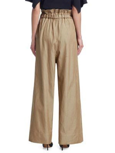 Shop Tre By Natalie Ratabesi Louise Pinstriped Wide Leg Pants In Tan