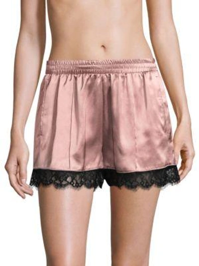 Shop Fleur Du Mal Elasticized Silk Shorts In Rose Pink