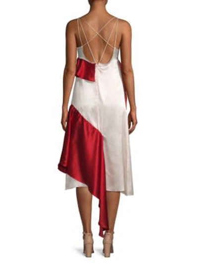 Shop Each X Other Silk Ruffle Slip Dress In Nude Red