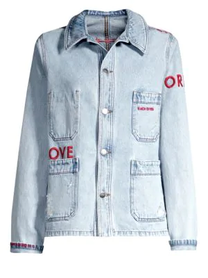 Each X Other Embroidered Denim Jacket In Used Effect Modesens