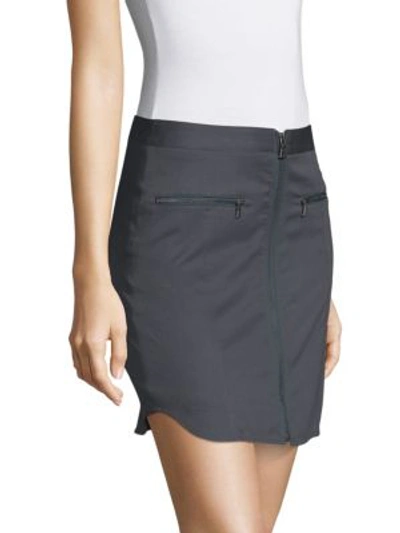 Shop Bcbgmaxazria Jania Zip-front Mini Skirt In Mediterranean Blue