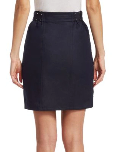 Shop Maje Jinta Zip-front Skirt In Night Blue
