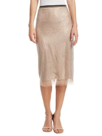 Shop N°21 Sheer Midi Skirt In Biscuit