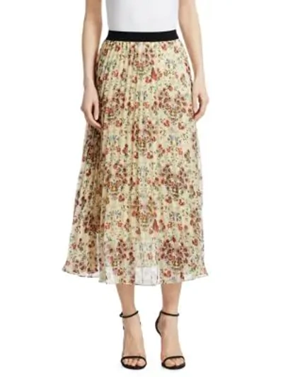 Shop Maje Jimel Pleated Floral Skirt In Multi