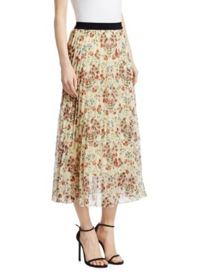Shop Maje Jimel Pleated Floral Skirt In Multi