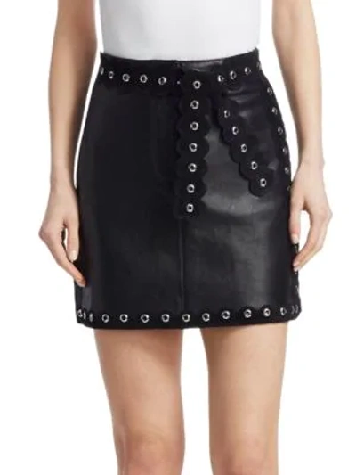 Shop Maje Jarisco Studded Leather Skirt In Black