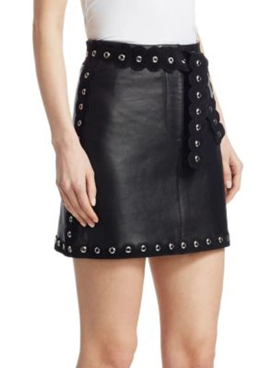 Shop Maje Jarisco Studded Leather Skirt In Black