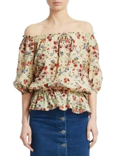 Shop Maje Lucky Floral Silk Blouse In Multi