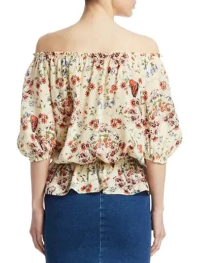 Shop Maje Lucky Floral Silk Blouse In Multi