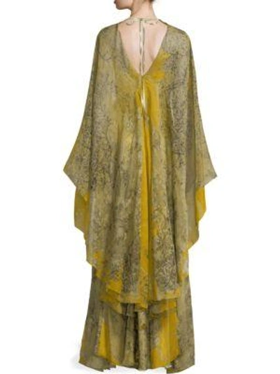 Shop Etro Embellished Silk Georgette Paisley Gown In Citron Yellow