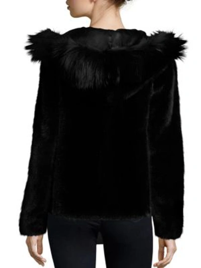 Shop Michael Kors Hooded Mink And Fox Fur Jacket In Black