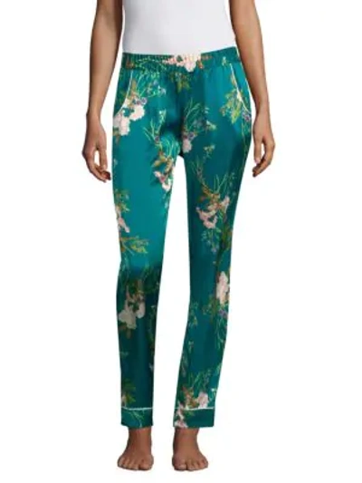 Shop Maison Du Soir Alexandra Pajama Pants In Teal Floral